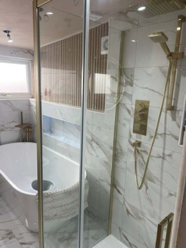 Another happy client now enjoys a separate bath and walk in shower
